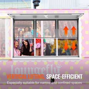 Finestra per Chiosco in Lega di Alluminio 60x36 Pollici per Food Truck, Finestre a Sollevamento Verticale con Tendalino e Gancio di Traino - Product Image 4