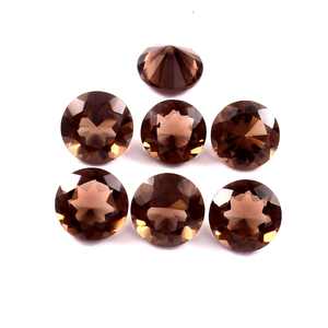 Lote al por mayor de piedras preciosas sueltas de cuarzo ahumado natural marrón de 6x6 mm, talla redonda facetada, calibradas, calidad AAA++ para fabricación de joyería. - Product Image 1