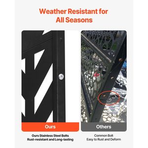 Divisorio per Esterni in Metallo da 119 cm L x 183 cm A, a 5 Pannelli, Autoportante, con Elementi Decorativi per Giardino - Product Image 4