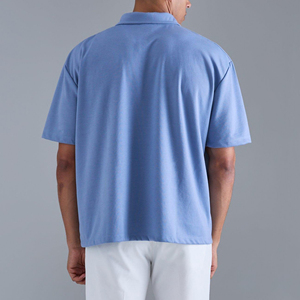 Polo homme de style hip-hop personnalisable de haute qualité avec poche zippée, 100 % coton, coupe ample, imprimé - Product Image 4