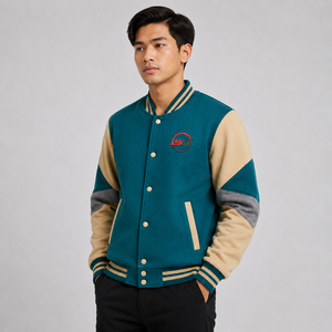 Men Varsity Jacket Custom Logo Soft Comfortable Casual Baseball Bomber Streetwear Varsity Jacket Wholesale High Quality - Product Image 4