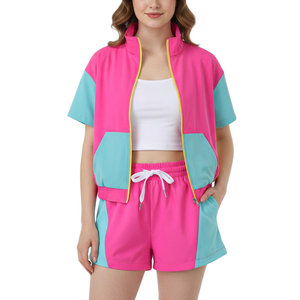Ensemble coupe-vent et short à manches courtes pour femme, léger, pour l'été, avec veste à fermeture éclair - Product Image 3