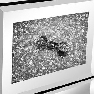 Comodino Moderno Contemporaneo con Superficie a Specchio e 3 Cassetti Diamantati - Product Image 5