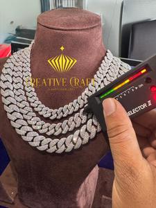 Cadena de eslabones cubanos con incrustaciones de moissanita de 10 mm de corte redondo, de alta demanda, para hombre, de plata de ley 925, joyería fina para fiestas de hip hop - Product Image 4