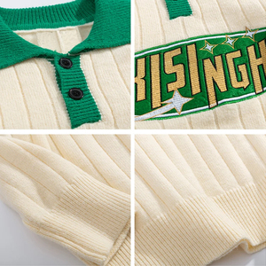 Tùy Chỉnh Hàng Dệt Kim Của Nam Giới Mềm Cotton Cashmere Len Lõi-Spun Sợi Thoải Mái Chất Liệu 9gg Cáp Đan Polo Cổ Dệt Kim Áo Len Cho Nam Giới - Product Image 6