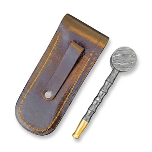 Jexmoo Pipa de Fumar Recta de Acero de Damasco Hecha a Mano de Lujo, Reutilizable, con Funda de Cuero, Regalo para Papá o Esposo - Product Image 4