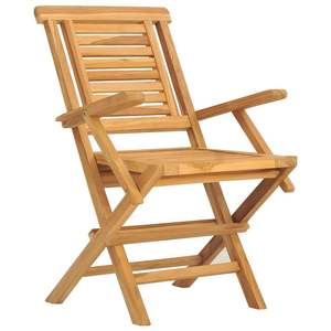 Ensemble de 8 chaises de jardin pliantes en teck massif naturel, taille moyenne - Product Image 3
