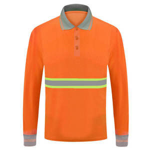Camisa de Trabajo de Alta Visibilidad para Hombre, Manga Larga, Color Naranja, con Franjas Reflectantes, Material de Poliéster - Product Image 6