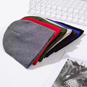 High Quality Thick Satin Lined <b>Plain</b> Beanie Custom Logo Unisex Slouchy 2-Piece Set Winter Knit Cuffed Winter Hat Skull <b>Cap</b> - Product Image 5