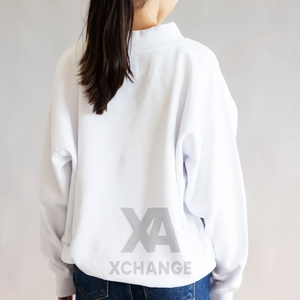Sudadera Blanca con Cuello Alto para Mujer, Corte Regular, Color Sólido, Tejido de Algodón, Manga Larga, Estilo Casual para Otoño - Product Image 2