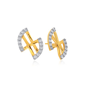Boucles d'oreilles clous en or jaune pour femme, serties de diamants Caroline, taille brillant rond, bijoux minimalistes pour le quotidien - Product Image 3