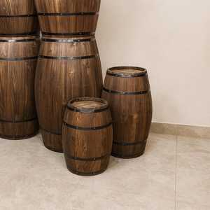 2026 Hot Selling Product Wooden Wine Storage Barrel With Brass Bands And <b>Tap</b> On Stand Classic Style Durable And Ancient Style UO - Product Image 1