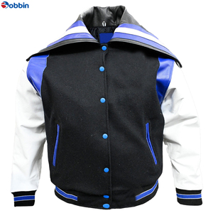Chaqueta Universitaria de Lona con Cuello Marinero para Adultos, Unisex, Negra, de Invierno, de Secado Rápido, Resistente al Viento, Bordada, de BOBBIN INDUSTRIES - Product Image 1