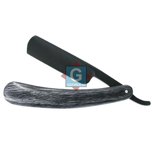 Navaja de afeitar profesional vintage de madera para barbería, con funda. - Product Image 1
