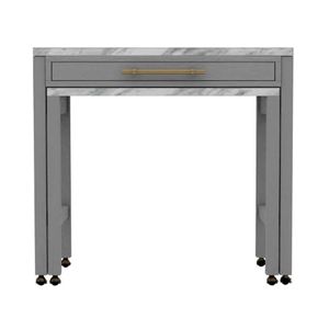 Tavolo da Pranzo Alto con Piano in Finto Marmo Grigio Chiaro e Tavolo Nido per Arredamento Sala da Pranzo - Product Image 4