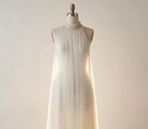 Vestido de Noche Blanco de Alta Calidad con Cuello Halter y Pedrería, Vestido de Gala de Tul Plisado con Cristales, Elegante Traje Formal - Product Image 5