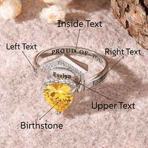Anillo de Graduación Universitario Personalizado BOJ School Ring 074, Anillo de Colegio Secundario para Ella, con Piedra de Nacimiento, Plata 925, ¡Oferta! - Product Image 4