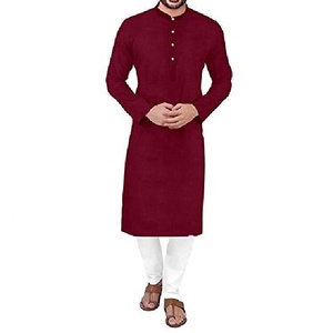 Kurta Tradicional Panjabi para Hombre, Ecológica, Lavable, Tejida, Lisa, con Cintura Natural, Teñida en Color Liso, para Países del Sur de Asia - Product Image 6