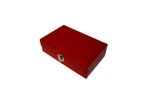 Boîte de rangement professionnelle rectangulaire à motif crocodile pour bagues, avec sept rangées et un design de rangement à douze fentes, 195x125x56mm - Product Image 3