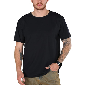 Men's O-Neck Short Sleeve T-<b>Shirt</b> With Marble Print Regular Fit Knitted 100% Cotton Casual Long Length Breathable Style - Product Image 5