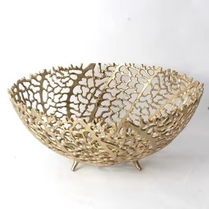 Bol de service en aluminium coulé, moderne, fait main, en métal, sculpté, vaisselle décorative pour offrir en cadeau - Product Image 1