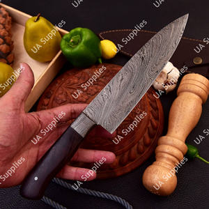 Couteau de Chef de Cuisine Ambidextre en Acier Damas Forgé à Manche Intégral de 8 Pouces avec Embout en Damas et Manche Ergonomique en Bois de Palissandre – Qualité Supérieure - Product Image 5