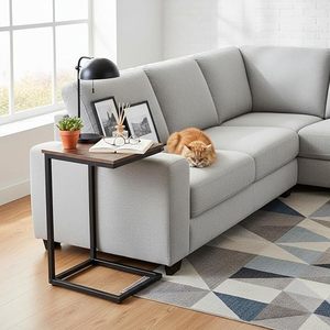C-Shaped Side <b>Table</b>, Bedside <b>Table</b> Set of 2, <b>Sofa</b> <b>Table</b> for Small Spaces, Coffee <b>Table</b> with Metal Frame for Living Room, Bedroom - Product Image 2