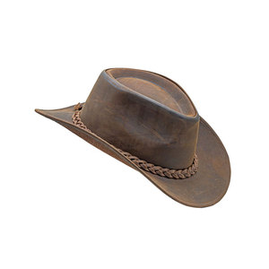 Jimieson Apparel Brown Leather Cowboy <b>Hat</b> with Braided Band Unisex Outdoor Casual Style Four Seasons Adjustable - Product Image 4
