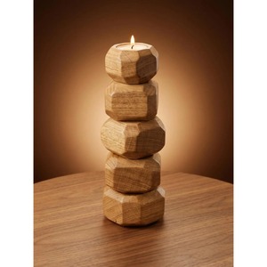 Porte-bougies en bois empilable, finition naturelle, fait main, décoration d'intérieur, best-seller - Product Image 1