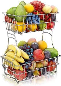 Panier à fruits en fil métallique noir multifonctionnel et écologique, personnalisable, à 2 niveaux, pour légumes, collations et aliments – Vente chaude - Product Image 3