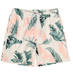Shorts de bain décontractés pour hommes en toile 100 % polyester, respirants, à séchage rapide, avec cordon de serrage et taille élastique - Product Image 1