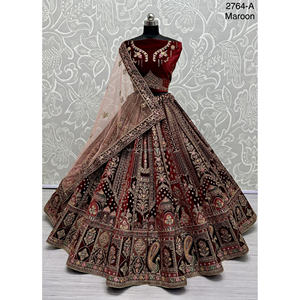 Fabzone Indian Bridal Velvet Collections Vestidos de novia con Zarkhan Work para novias - Product Image 6