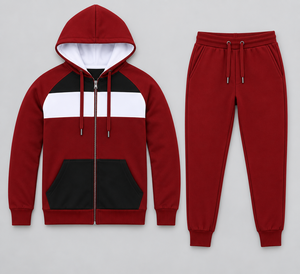 Ensemble de survêtement color block à capuche avec sweat-shirt zippé et pantalon de jogging coupe ample pour adultes - Product Image 6