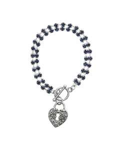 <b>Crystal</b> <b>Blue</b> Toggle Heart Charm <b>Bracelet</b> | 2028 - Product Image 1