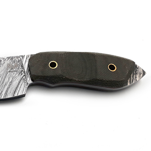 Couteau à lame fixe EDC en acier Damas de 6 pouces, fait main, avec fourreau en cuir Micarta, OEM, lame pleine longueur, pour la chasse, le dépecage et le camping - Product Image 3