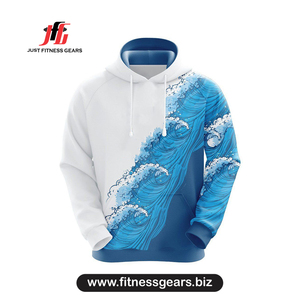 JUST FITNESS GEARS Sweat-shirt à capuche pour homme, imprimé par sublimation, motif vague bleue, coupe classique, décontracté, pour le printemps - Product Image 2