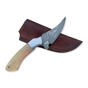 Cuchillo de Caza de Acero de Damasco Hecho a Mano con Funda de Cuero para Acampar al Aire Libre, Supervivencia, Bushcraft, Cuchillo Utilitario Elegante - Product Image 6