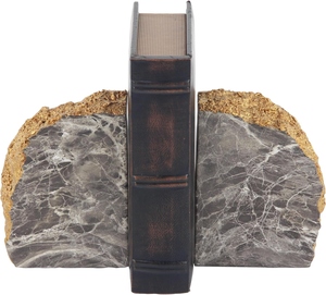 Marble Bookends With Gold Edge Irregular Shape Contemporary Stone Bookends 2Pcs 7x5 Inches - Product Image 5