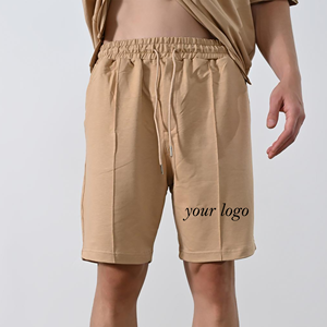 Pantalones Cortos Bermuda de Algodón Ecológico para Hombre, Color Sólido, Cintura Elástica con Cordón, Estilo Casual, Logotipo Frontal, Antiarrugas - Product Image 5