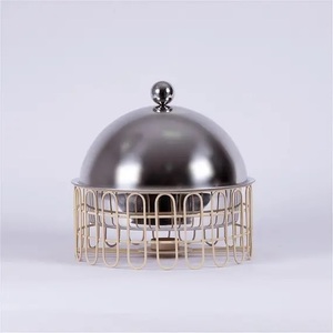 Marmite moderne en métal noir avec couvercle en verre trempé, poignée en acier inoxydable, pot décoratif pour servir les aliments - Product Image 5