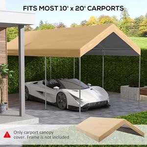Telo di Ricambio per Tettoia Auto 6x3m Beige con Protezione UV e Corde Elastiche per Camion - Product Image 4