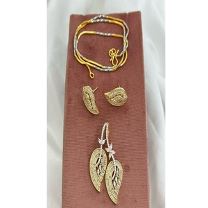 Charming Gold Finish Premium Quality CZ Stones Look Pendent Necklace with <b>Earrings</b> Set for Parties Wear Collection - Product Image 1