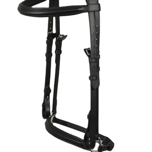 Bride équitation en cuir écologique noir, 2 m, de bonne qualité, toupie automatique, léger, pour cheval artisanal, nouveauté 100% - Product Image 1