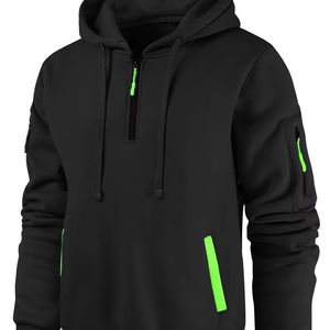 Sudadera con cordón ajustable y media cremallera para un ajuste perfecto, diseño superior personalizado, sudadera ligera y elegante de algodón para hombre y mujer, ropa urbana. - Product Image 5