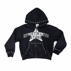 Sweat à capuche pour homme, style streetwear, lourd, avec fermeture éclair, strass délavés à l'acide, logo brodé personnalisé en plusieurs couleurs, confortable. - Product Image 6