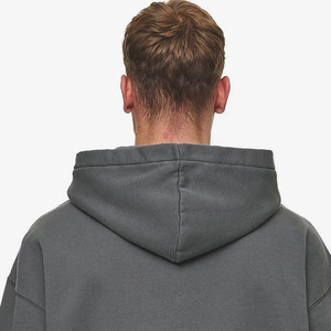 Sweat à capuche pour homme 100% Coton, sans cordon, coupe oversize et carrée, grammage lourd, ourlet brut, hiver, broderie personnalisée, coupe courte - Product Image 5