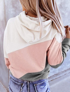 OEM Color <b>Block</b> Hoodies Women's Casual Pullover Long Sleeve Soft Fleece Sweatshirt Drawstring Gym Workout Sportswear Supplier - Product Image 6