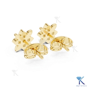 Lab Grown Diamond Floral Sunburst <b>Stud</b> Earrings 4 Stone Cluster 14K/18K Solid Gold Fine Women's Jewelry Wedding Anniversary Gift - Product Image 6