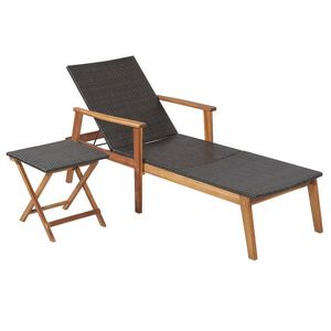 2-Piece Patio Sun Lounger Table Set with 4-Level Adjustable <b>Backrest</b> - Product Image 1