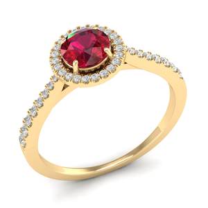 แหวนเพชรทรงกลมประดับทับทิม 0.84 กะรัต ทองคำแท้ 14K ได้รับการรับรองจาก IGI ของ REYES Wholesale พร้อมเพชรรอบวงแหวน ประดับเพชรรอบวงแหวน สำหรับเป็นของขวัญวันเกิด เครื่องประดับชั้นดี - Product Image 2